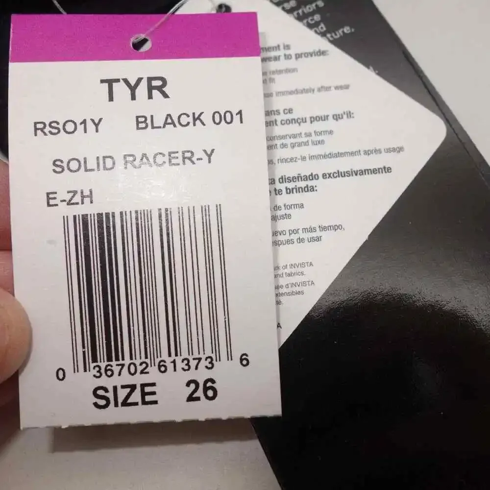 NEW TYR Male Competition Solid Racer Brief Swimsuit BLACK Size 26